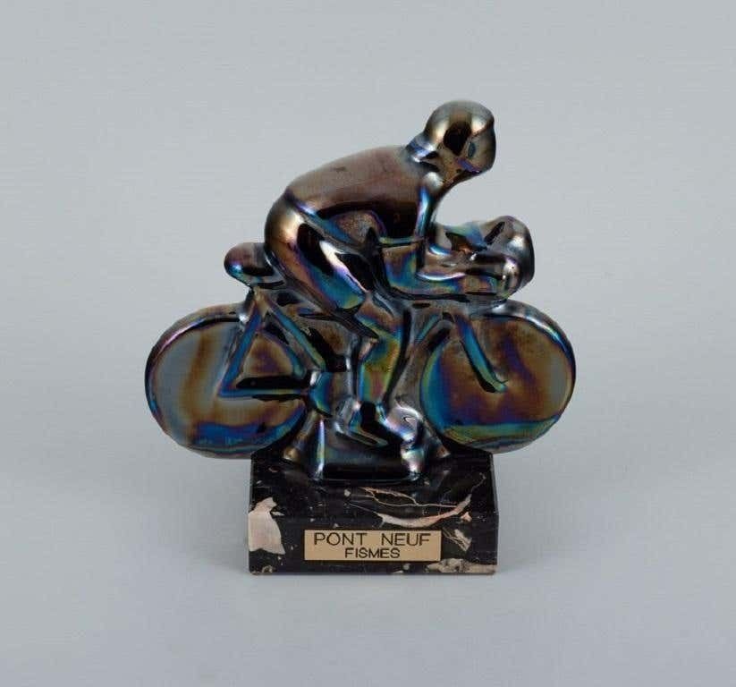 Rambervillers, French Ceramic Sculpture In The Form Of A Cyclist photo furniture