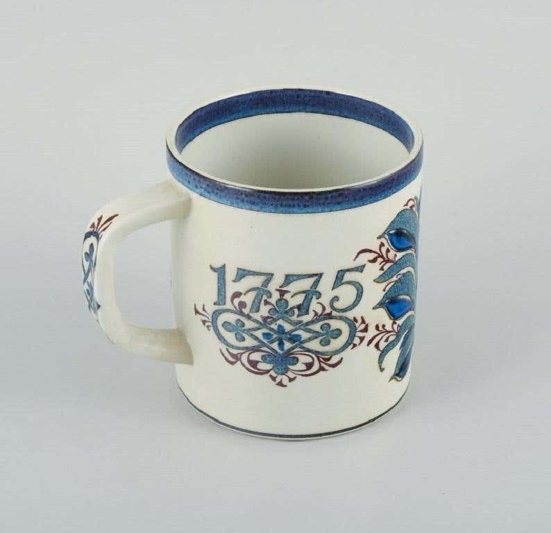 Nils Thorsson For Royal Copenhagen, Anniversary Mug In Earthenware, 1775 1975 photo for sale
