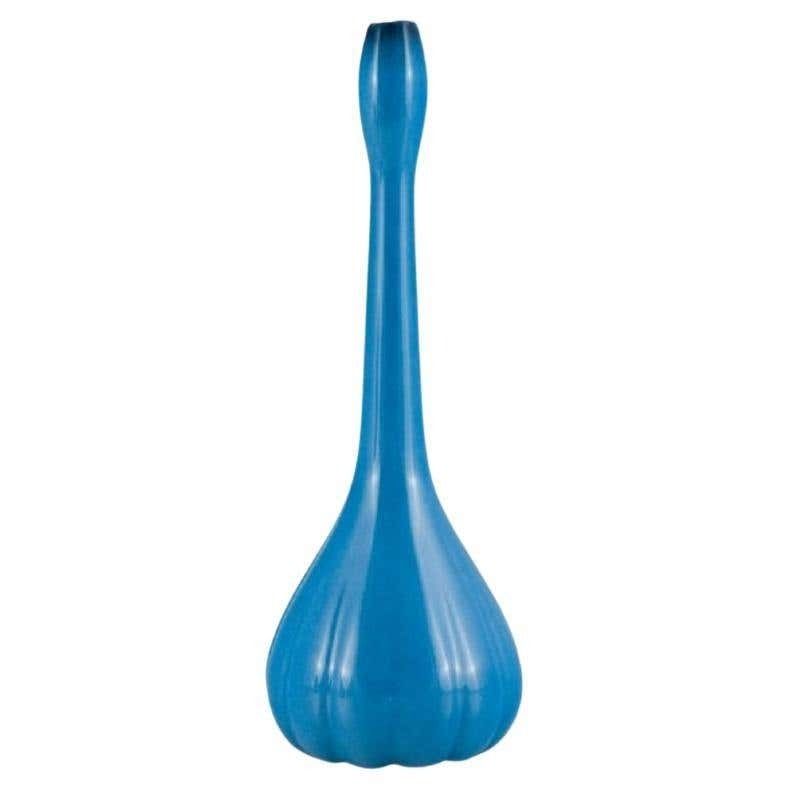 Limoges, France, Hand Painted Porcelain Vase In Turquoise. Ca 1930s