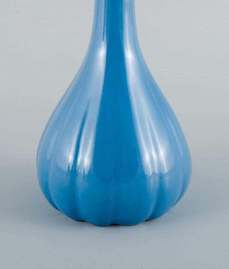Limoges, France, Hand Painted Porcelain Vase In Turquoise. Ca 1930s photo for sale