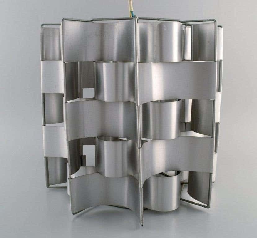 Max Sauze, French Designer, Aluminum Pendant, 1980s photo for sale