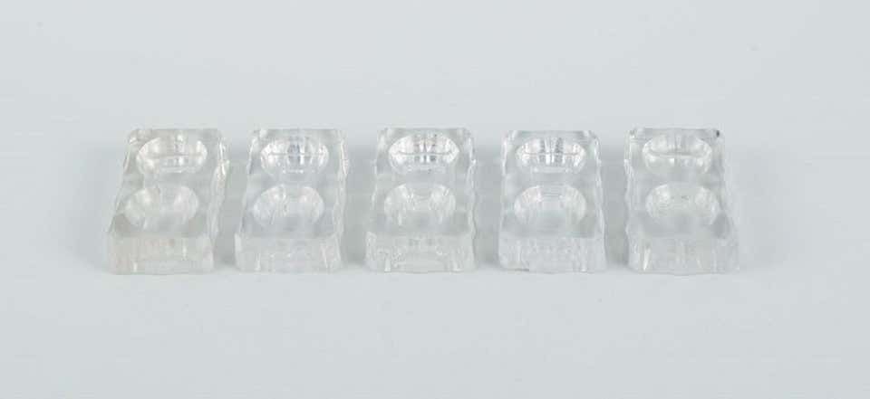 Baccarat, France, Five Art Deco Double Salt Cellars, Faceted Crystal Glass photo furniture