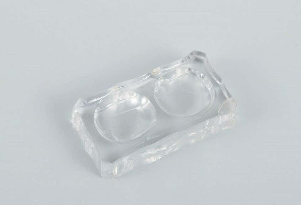 Baccarat, France, Five Art Deco Double Salt Cellars, Faceted Crystal Glass photo vinterior