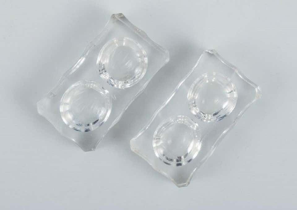 Baccarat, France, Five Art Deco Double Salt Cellars, Faceted Crystal Glass photo vintage