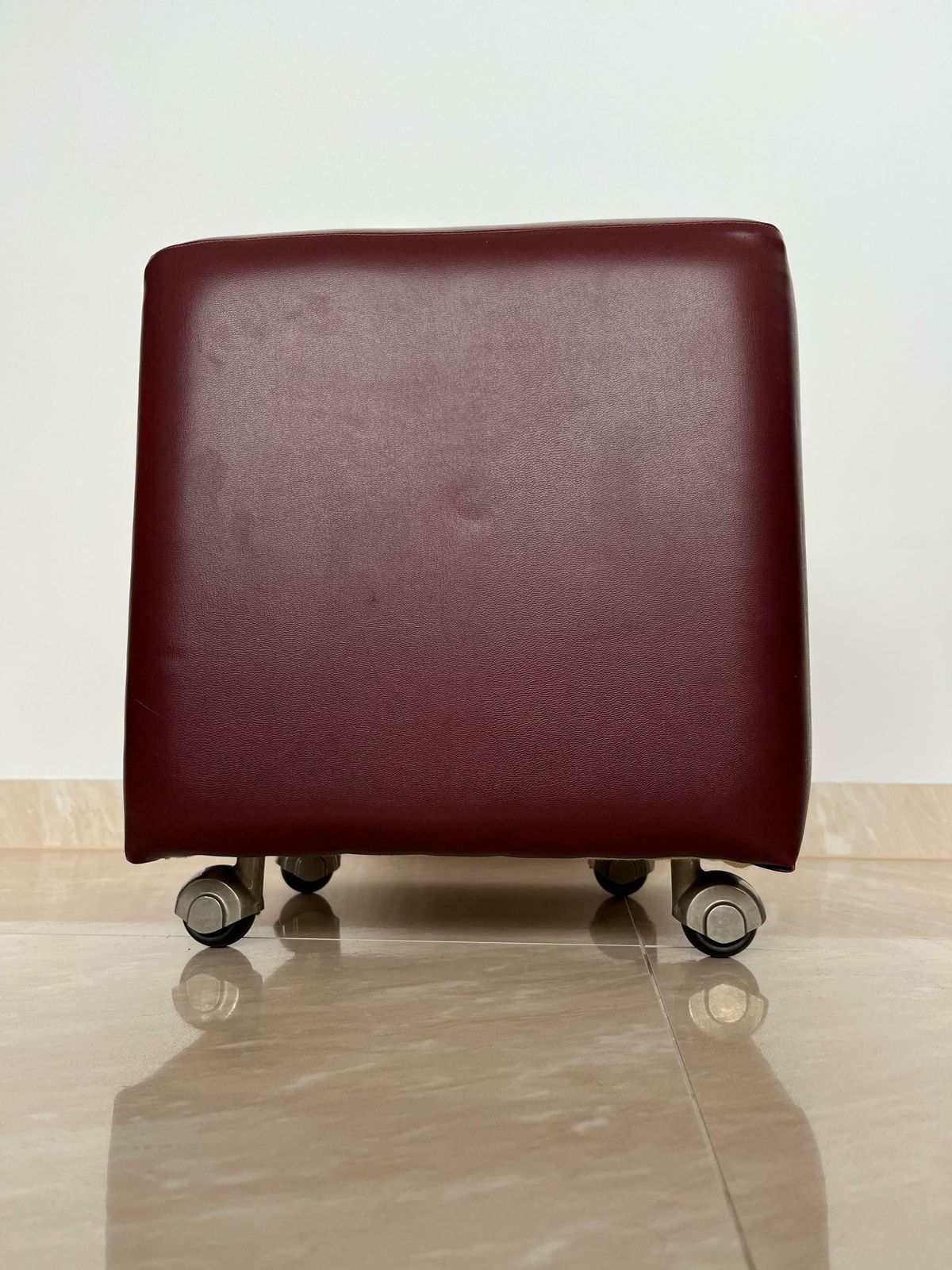 Pair Of Mid Century Design Wheel Stools Or Tabourets Artificial Leather 1970s photo 725.0