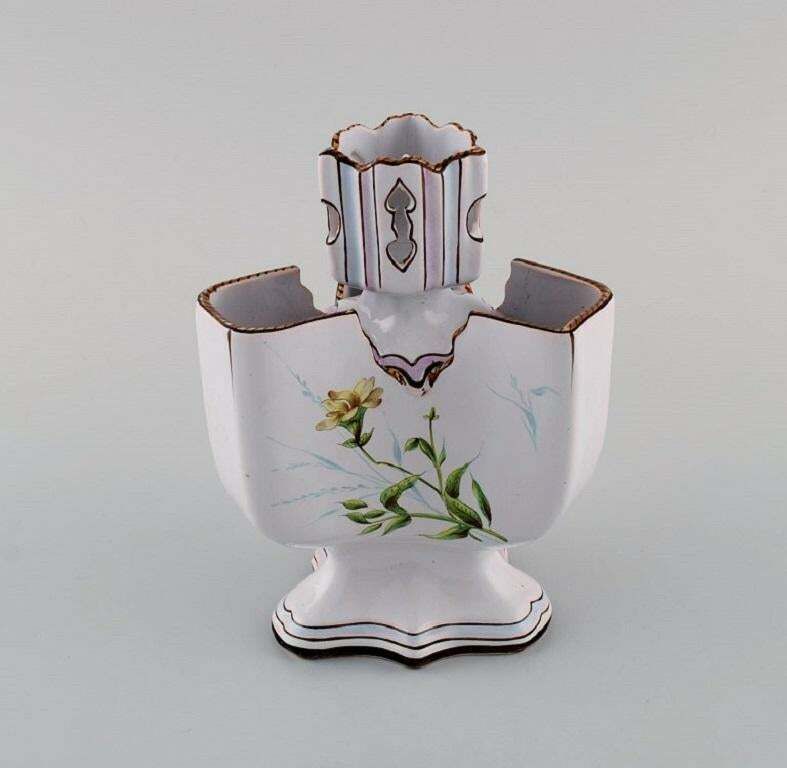 Emile Gallé For St. Clement, Nancy. Antique Flower/Herb Pot In Faience photo for sale