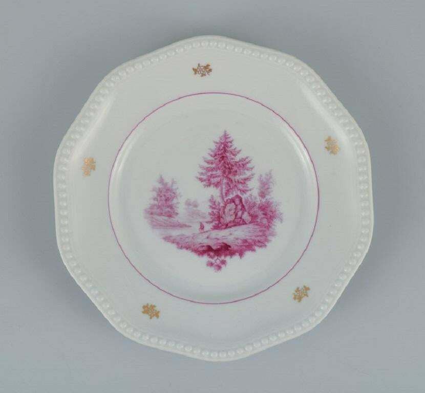 Rosenthal, A Set Of Ten Plates, Hand Painted In Purple With Landscape Scenes. photo for sale