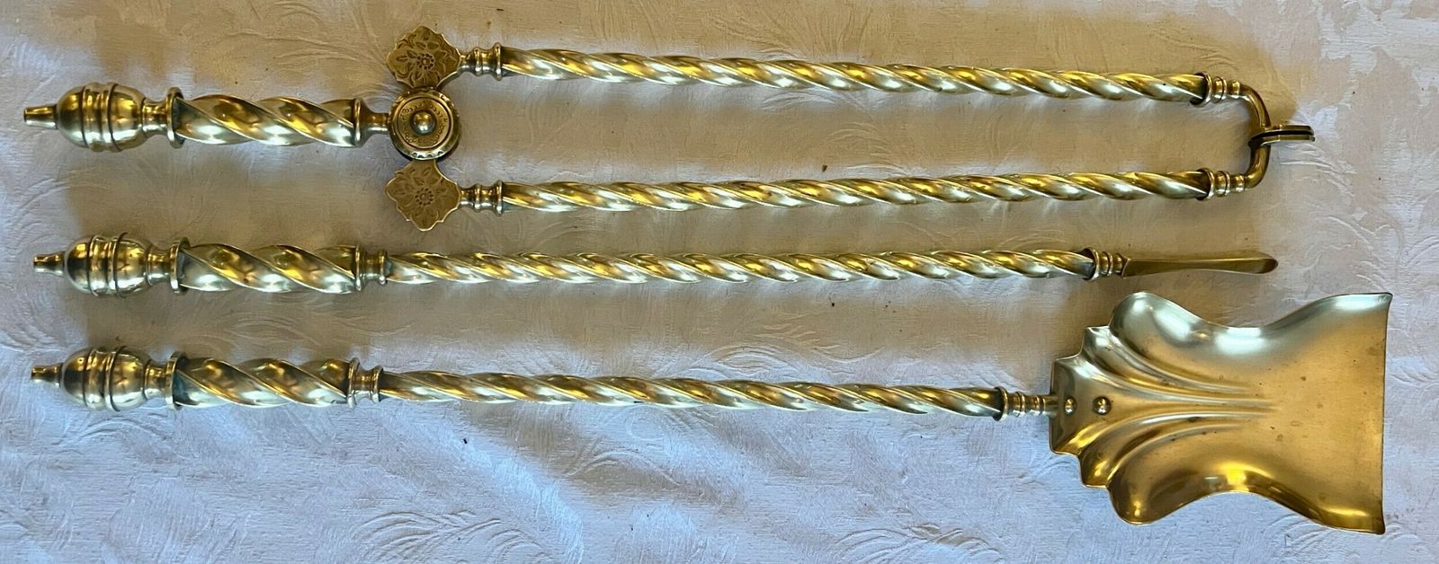 Victorian Brass Fender And Brass Fire Irons photo buy
