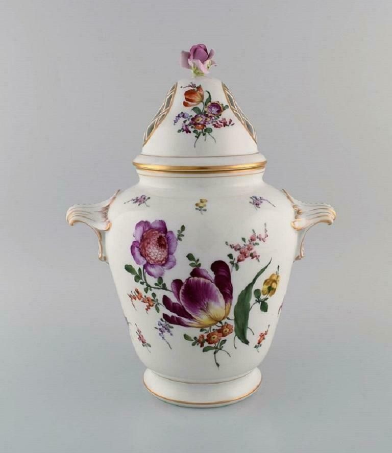 Large Antique Dresden Ornamental Vase In Hand Painted Porcelain photo for sale