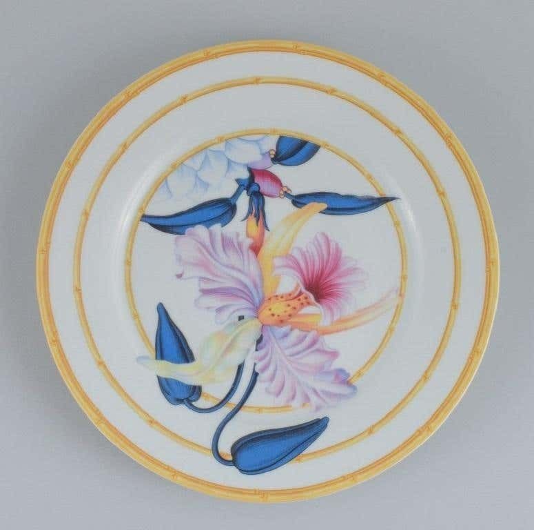 Porcelaine De Paris Aurore Tropicale Two Coffee Cups And A Plate, Limoges photo furniture