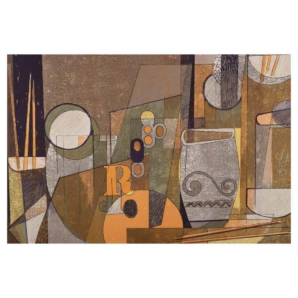 Helge Ernst '1916 1991', Test Print On Paper, Modernist Composition