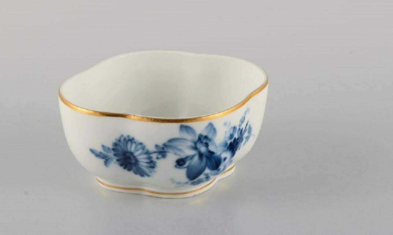 Meissen, Two Bowls Hand Painted With Blue Flowers And Gold Rim. Late 19th C. photo for sale