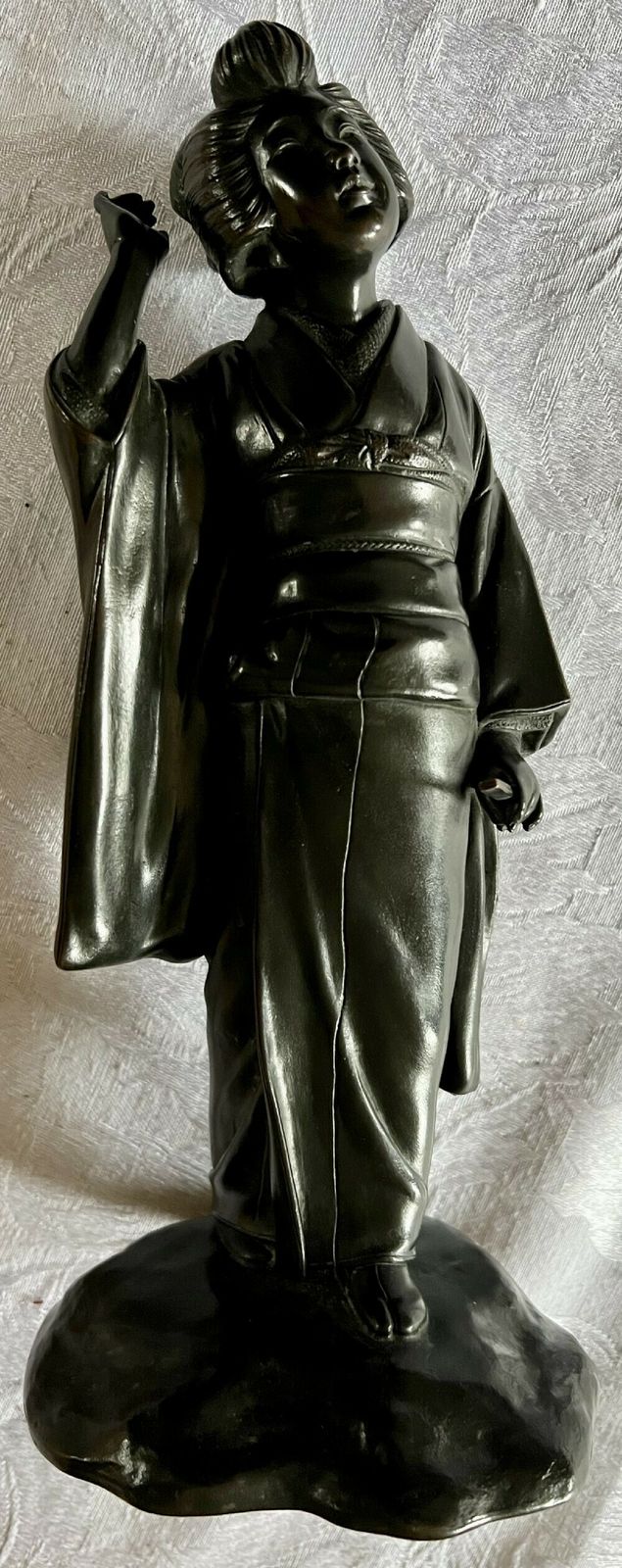 Antique Meiji Period Bronze Geisha Girl Figure photo Art