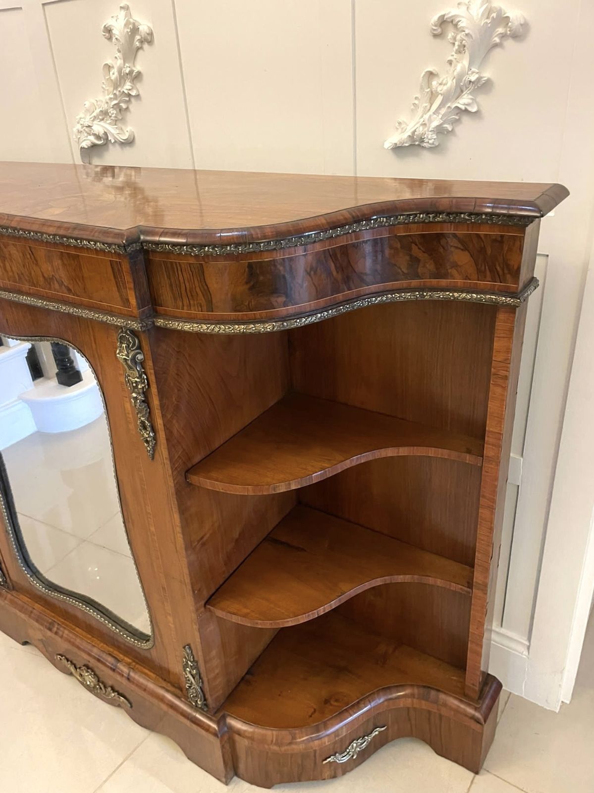 4695.0 Fine Quality Antique Burr Walnut And Ormolu Credenza/Sideboard photo