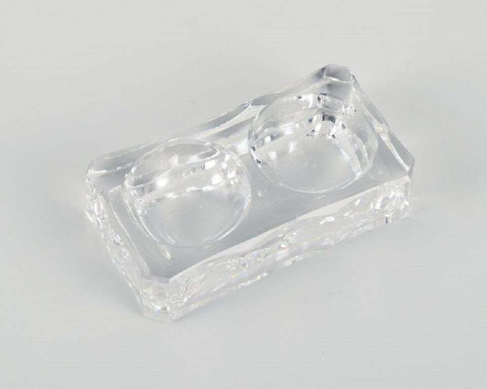 Baccarat, France, Four Art Deco Double Salt Cellars, Faceted Crystal Glass photo 305.0