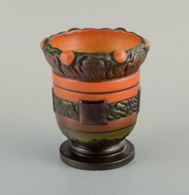 Ipsens Denmark. Two Art Nouveau Jars In Hand Painted Glazed Ceramic. 1920s. photo for sale