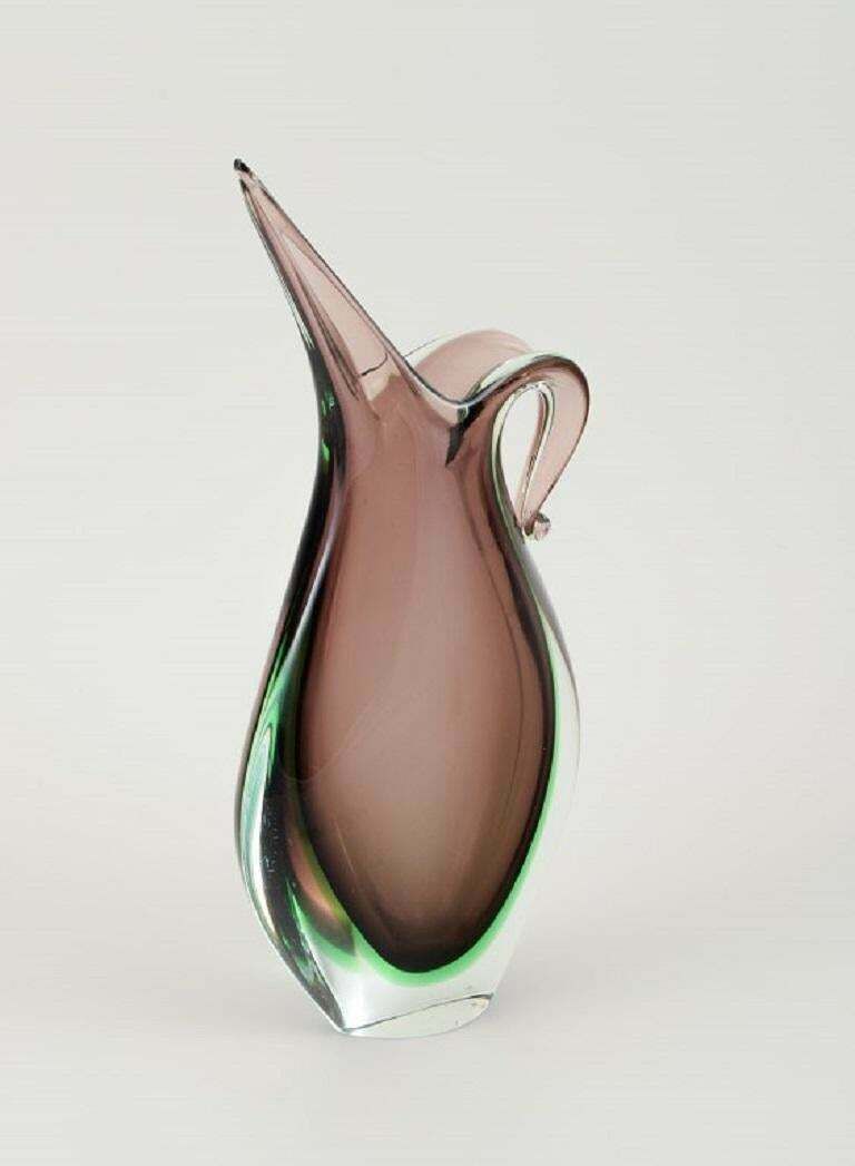 Murano Purple/Green/Clear Vase In Hand Blown Art Glass, Italian Design, 1960s photo furniture