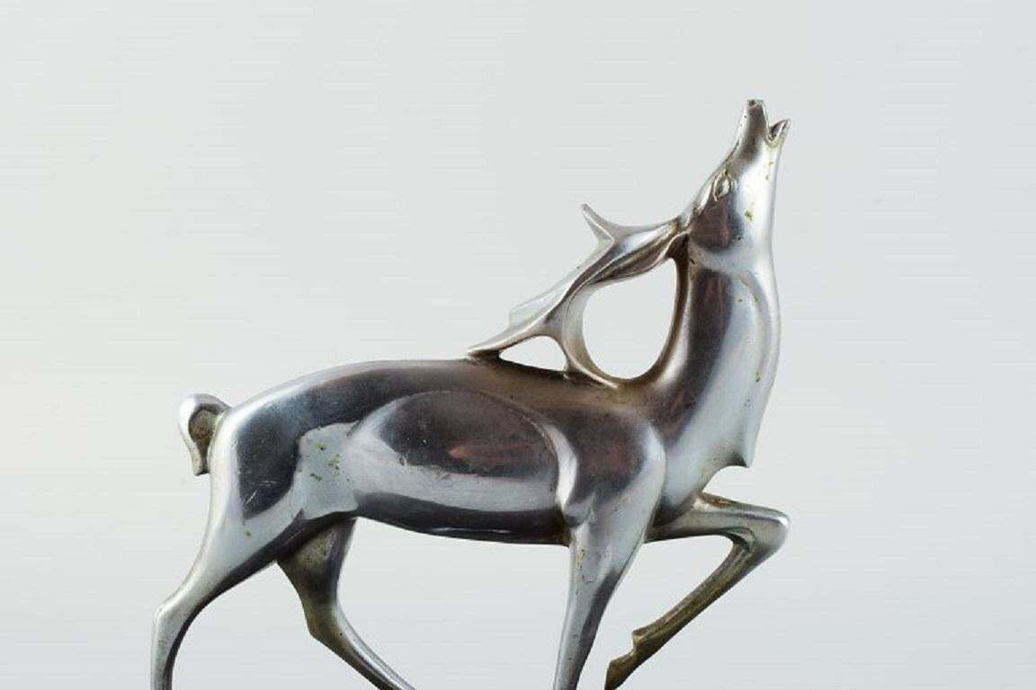 Michel Decoux, ''1837 1924'' Belgian Sculptor, Art Deco Sculpture Of A Stag photo vinterior