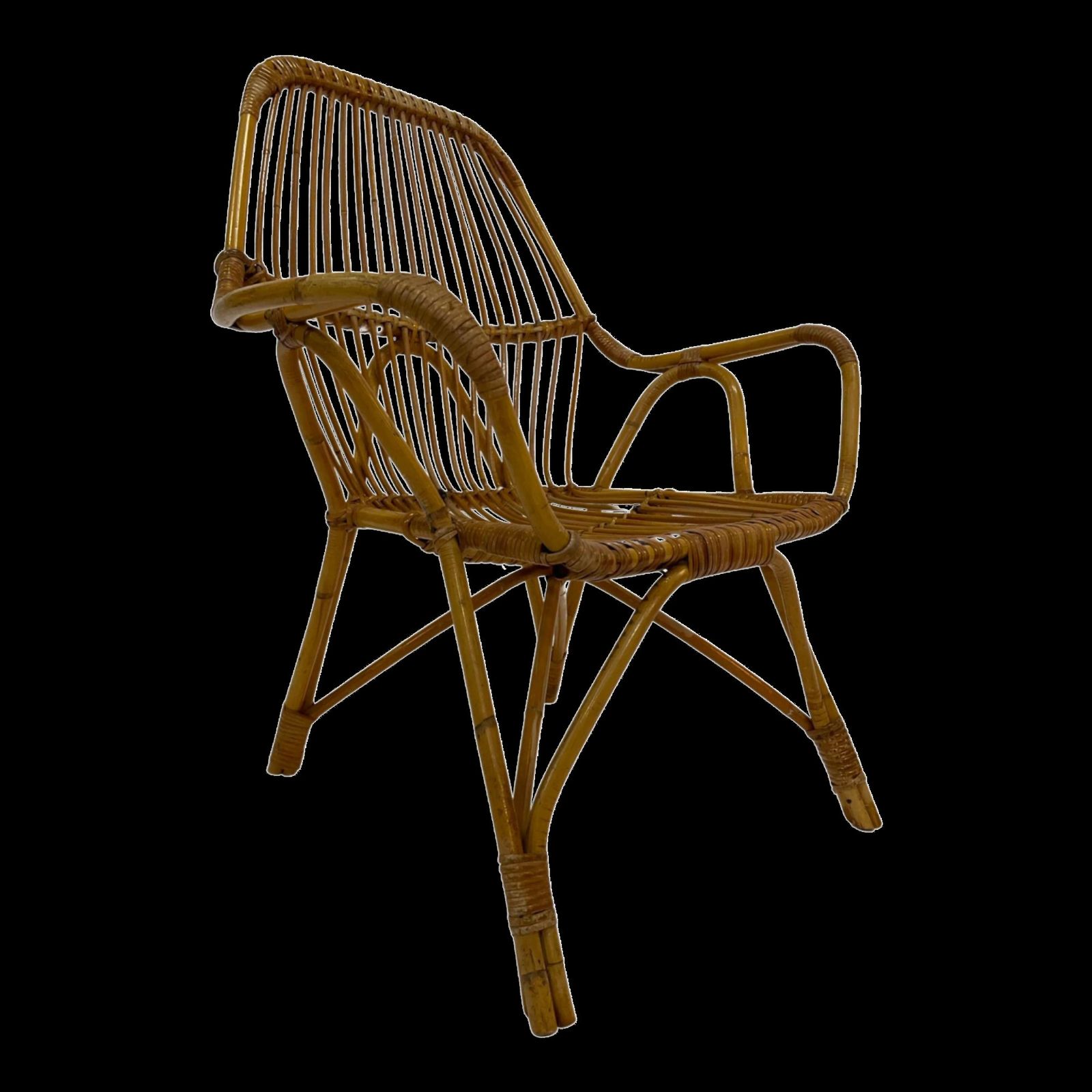 Rattan Easy Chair By Dirk Van Sliedregt Rohe Noordwolde 1960 In The Netherlands