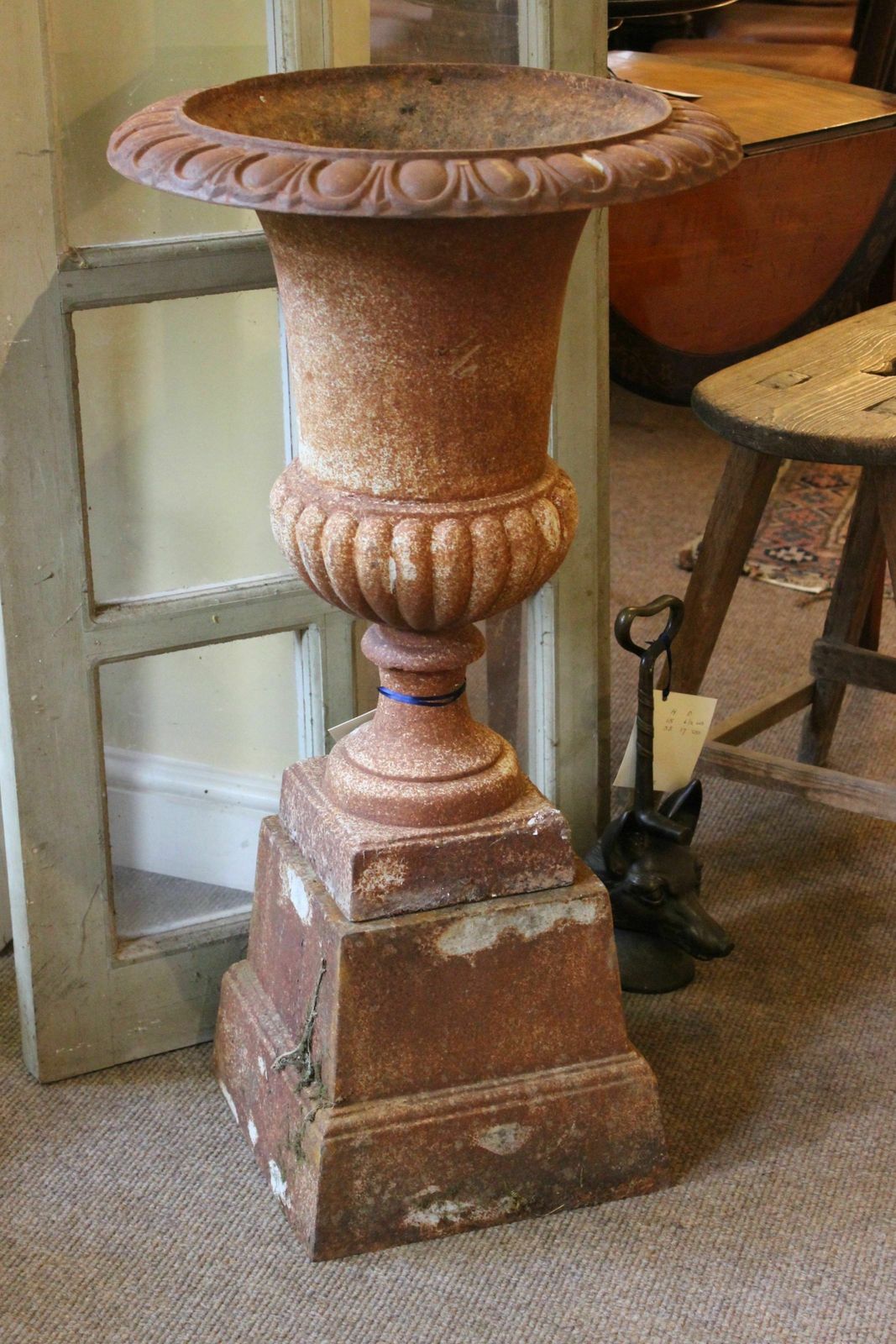 Pair Of Edwardian Cast Iron Urns On Stands photo Garden Decor