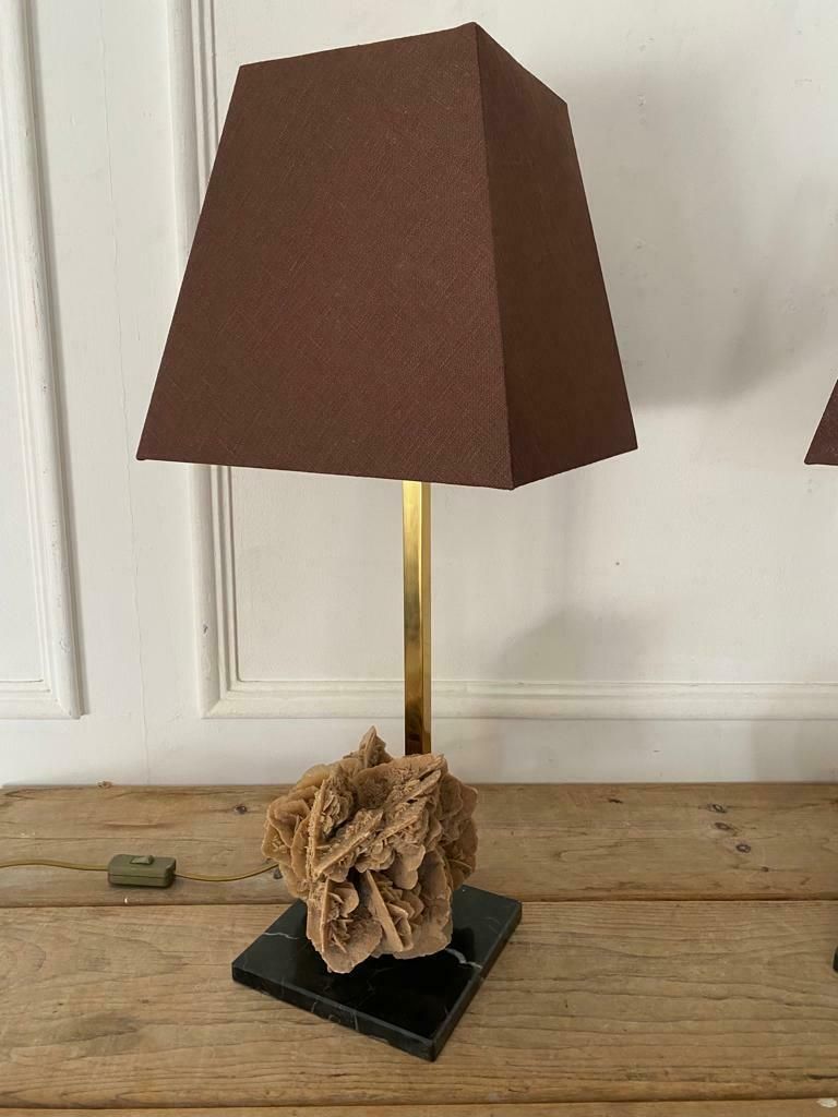 Pair Of French Mid Century Desert Rose Table Lamps photo for sale