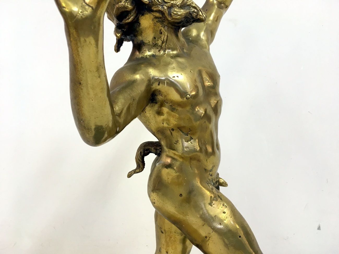 Gilt Bronze Figure Of The Dancing Faun Of Pompeii photo vintage
