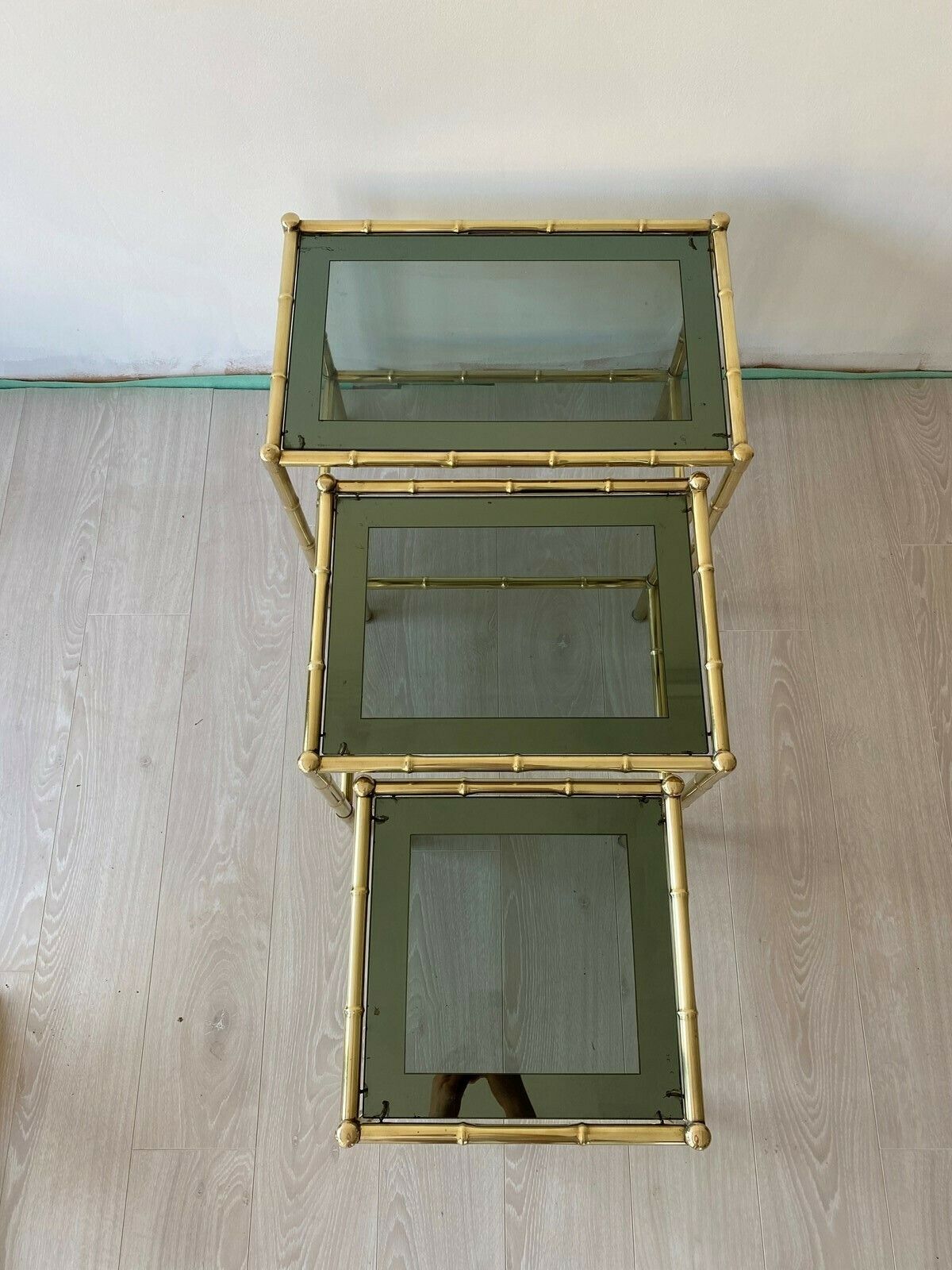 Nest Of Vintage French Brass Bamboo Tables photo buy