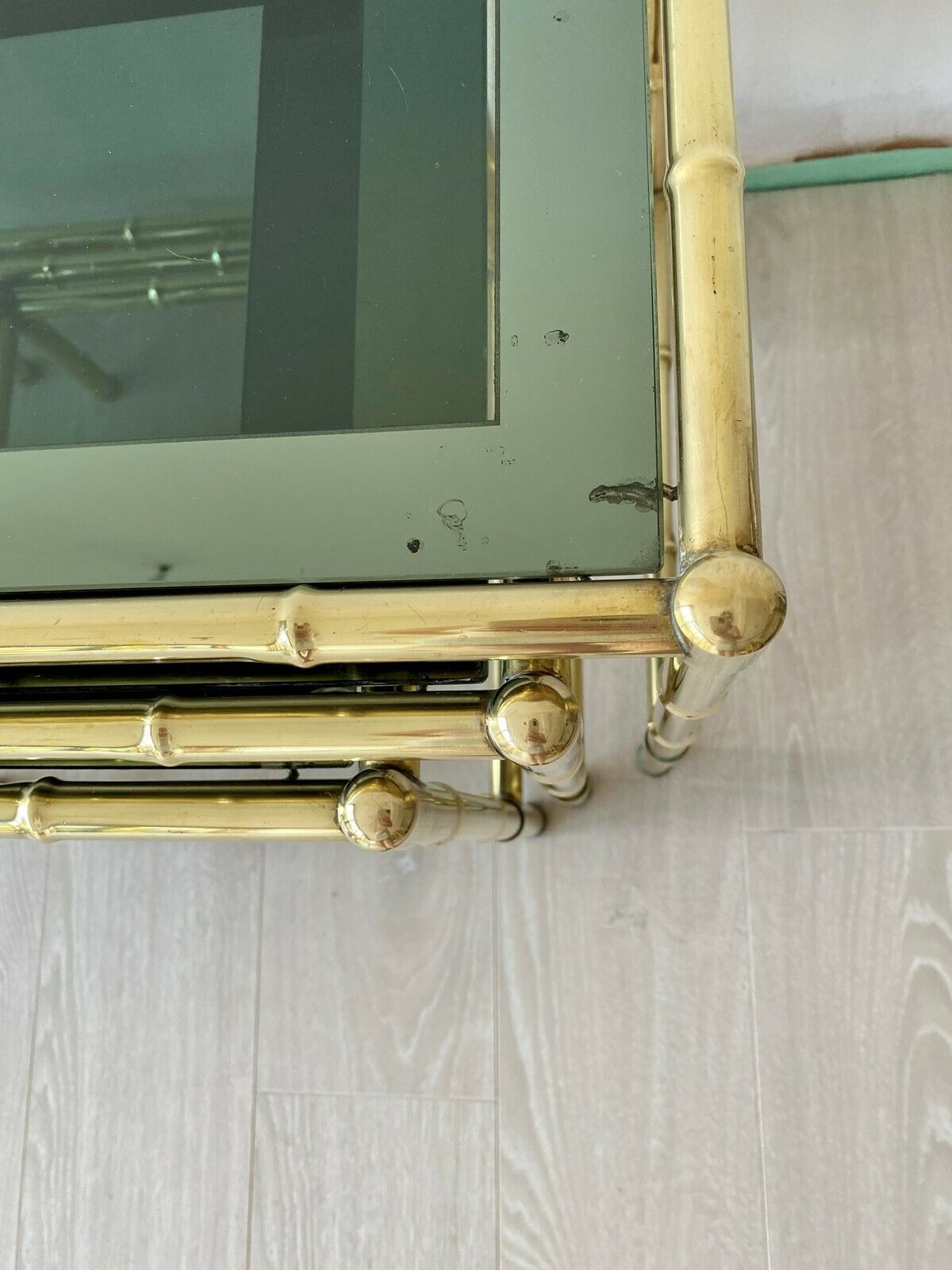 photo furniture Nest Of Vintage French Brass Bamboo Tables