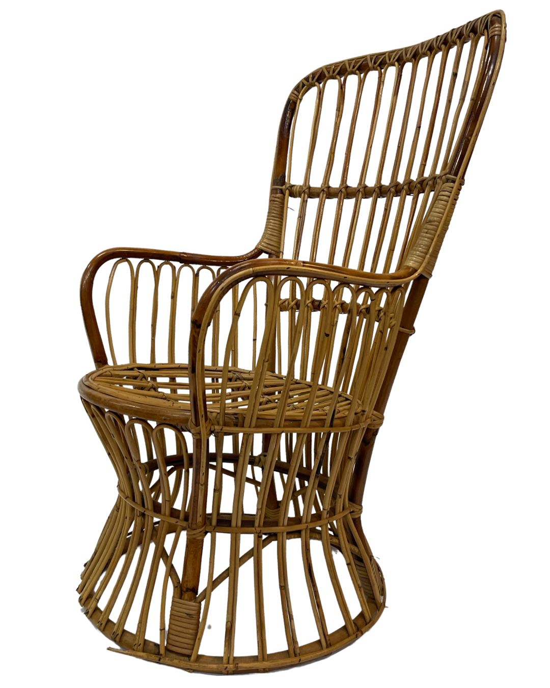 photo vintage Set Of Two Mid Century Rattan Armchairs By Bonacina 1950 Design