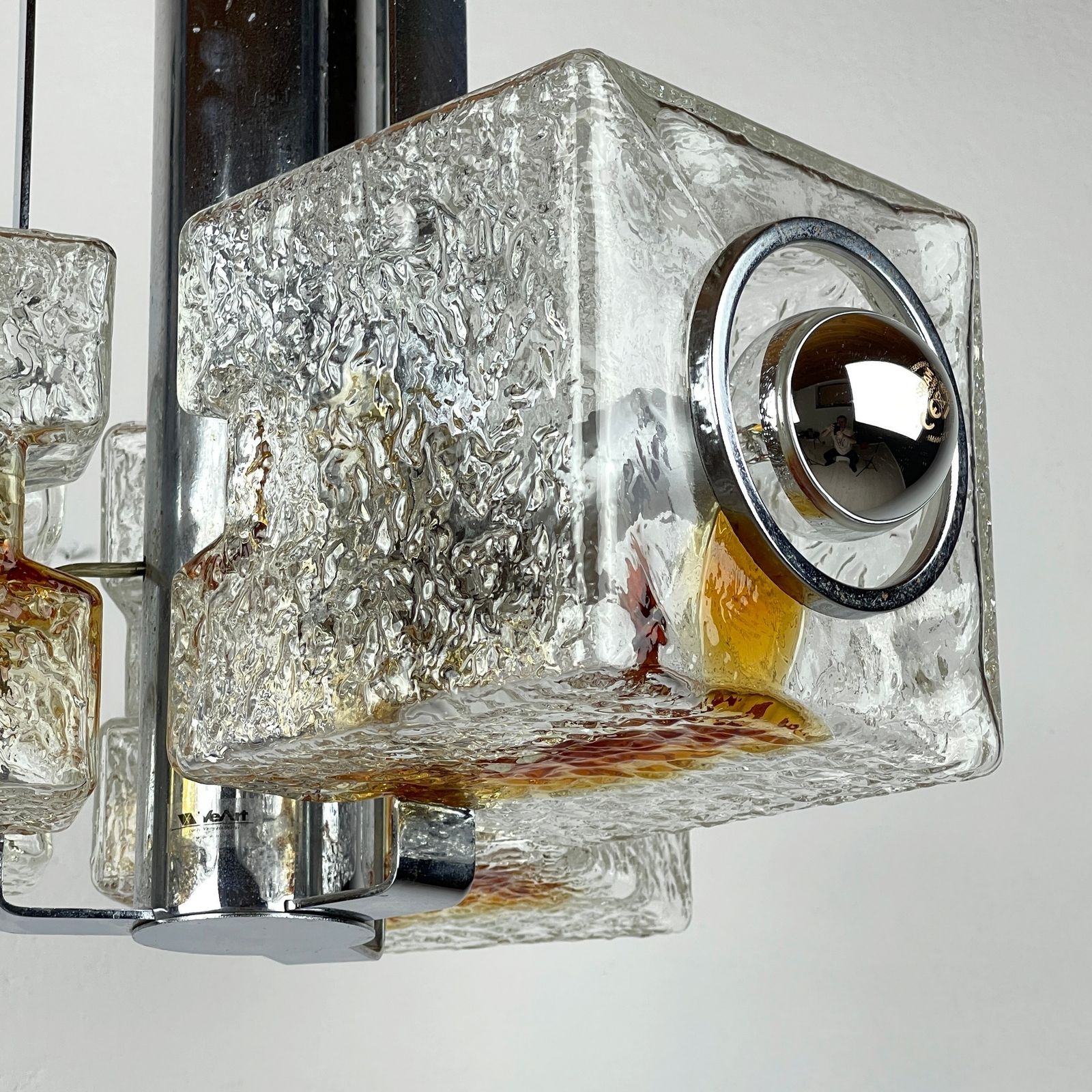 Cube Design Murano Chandelier By Toni Zuccheri For Veart Italy 1970s photo for sale