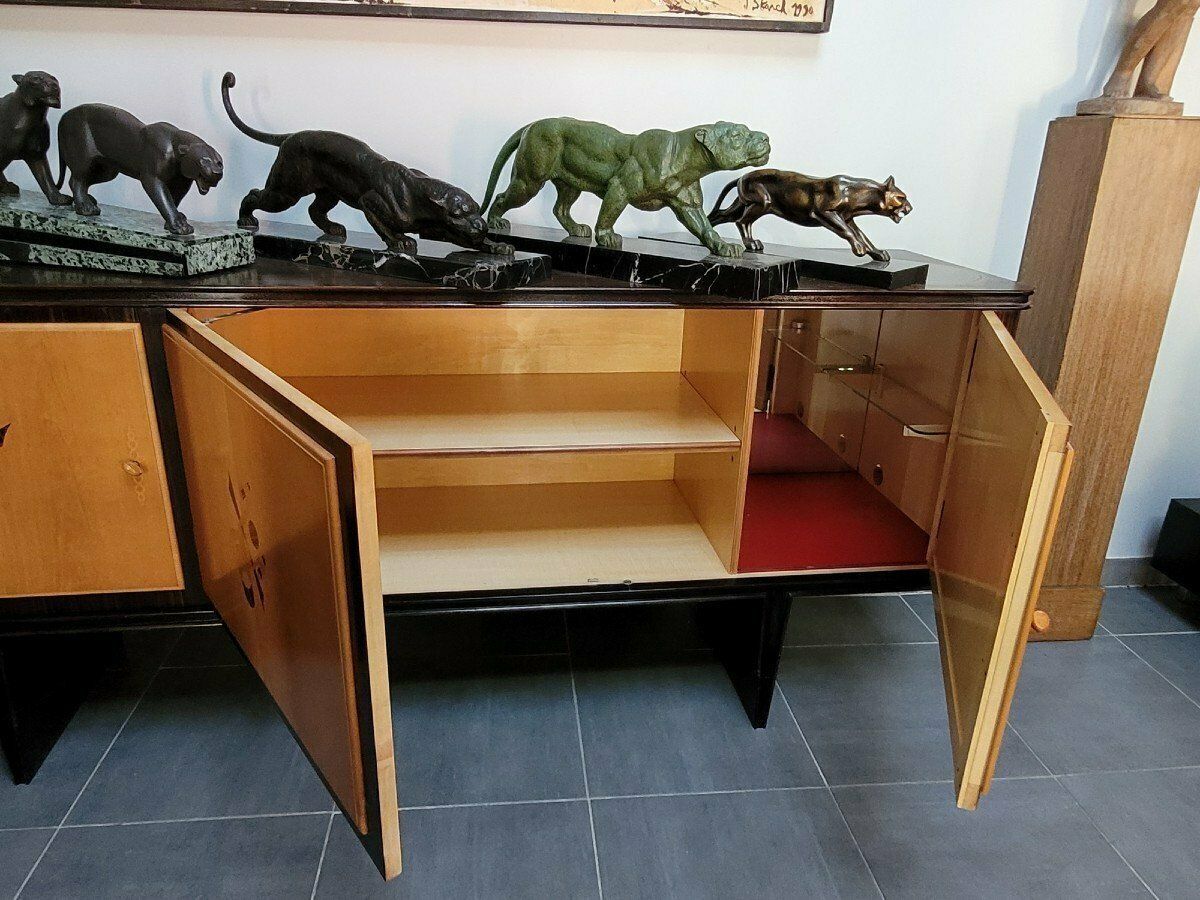 Sideboard   Bar In Exotic Wood Marquetry, 1960s photo for sale