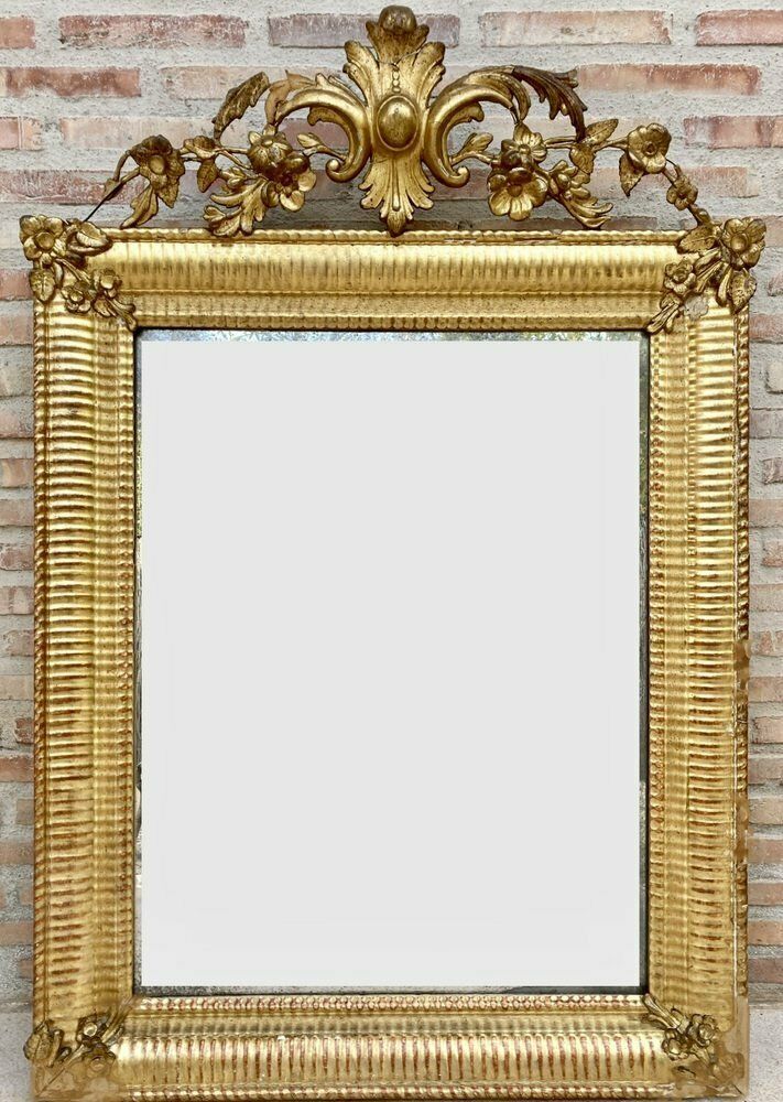 Antique French Louis XVI Gold Leaf Mirror, 1890s