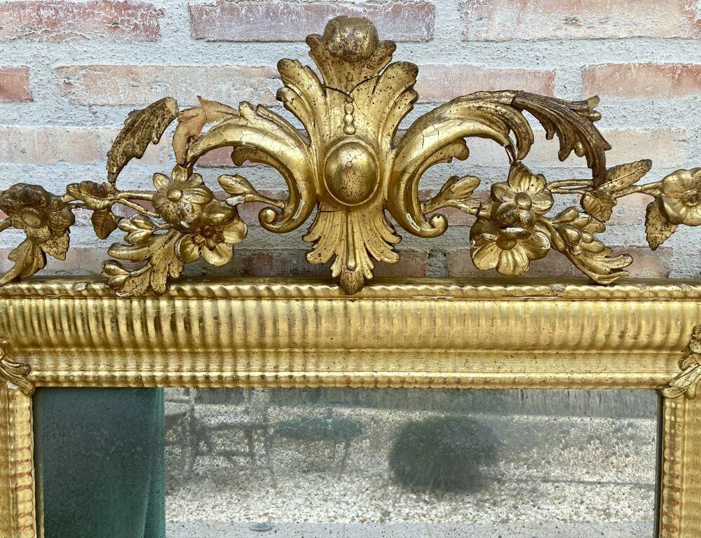 Antique French Louis XVI Gold Leaf Mirror, 1890s photo Home Decor