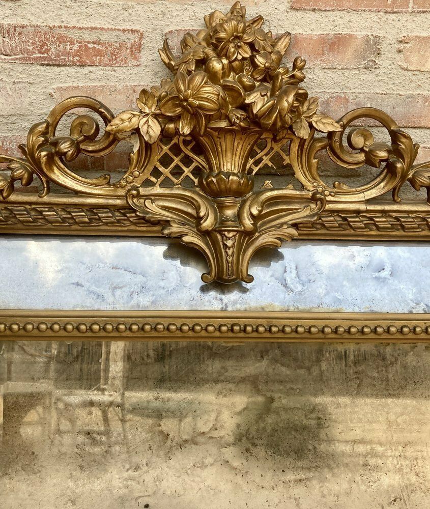 photo buy Antique French Louis XVI Gold Leaf Beveled Mirror, 1890
