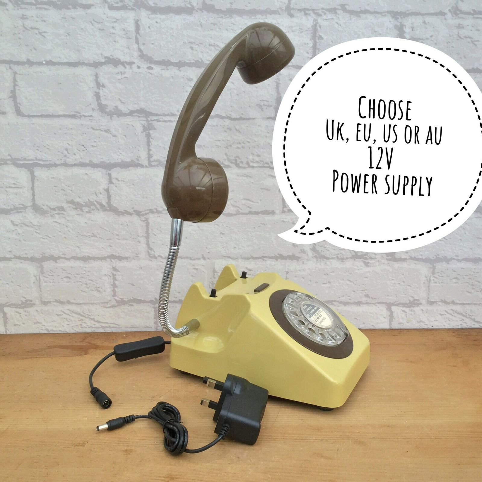 Retro Telephone Lamp Mustard / Brown photo vintage
