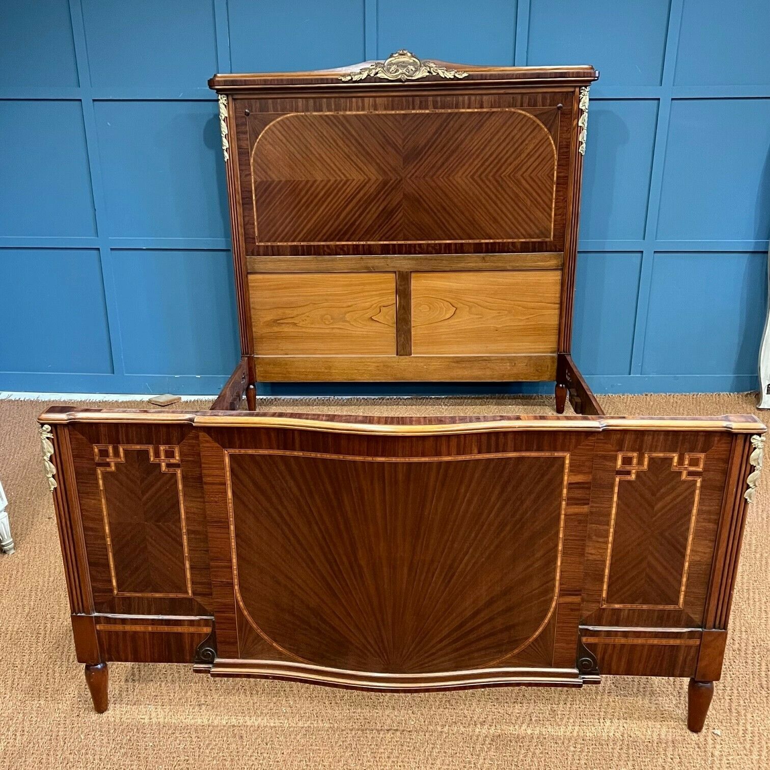 Double 4'6"   French Antique Empire Style Walnut Bed photo furniture