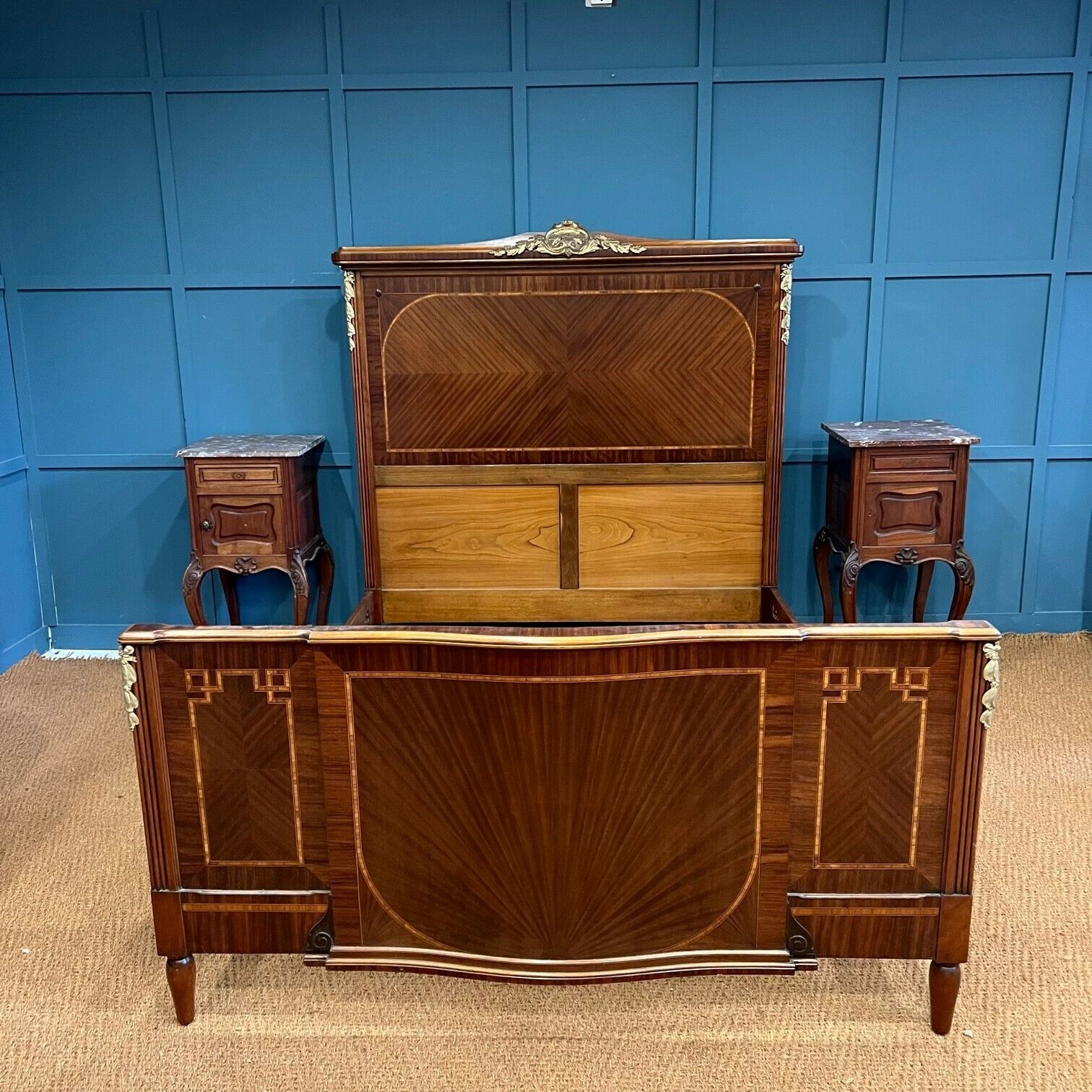 Double 4'6"   French Antique Empire Style Walnut Bed