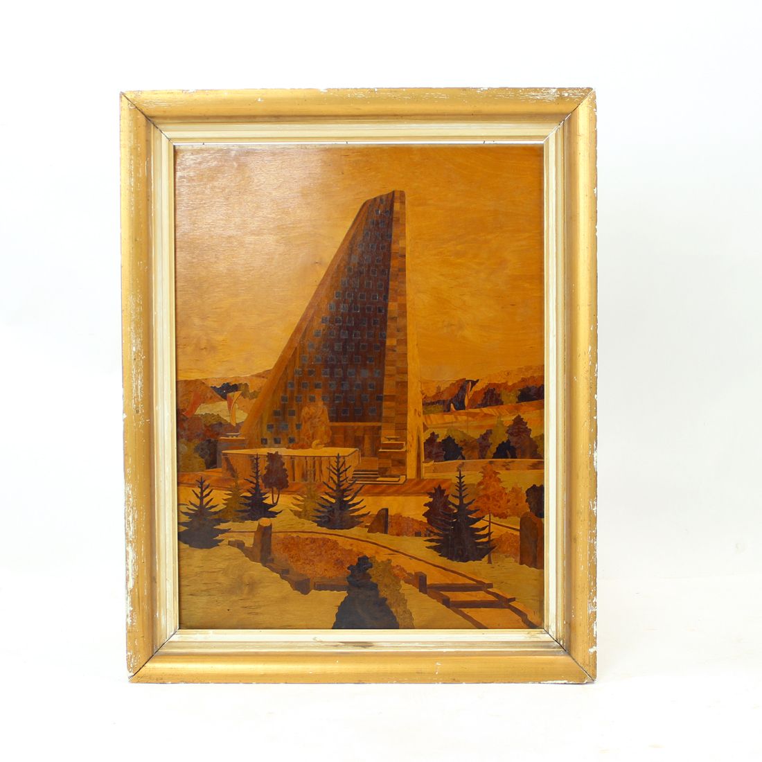 Unique Art Work In Inlaid Wood Veneer, Czechoslovakia 1950s
