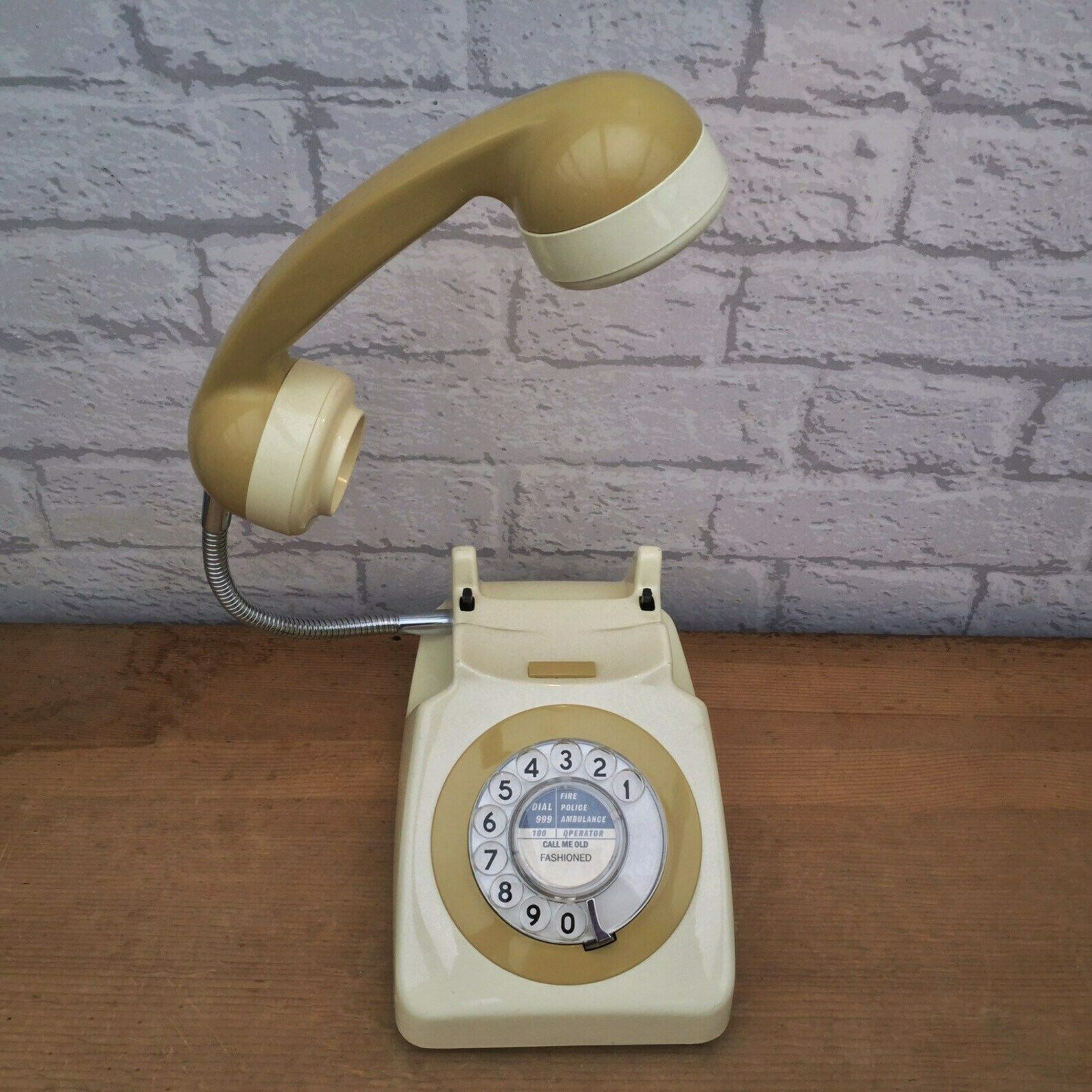 Retro Telephone Lamp Cream / Mustard photo 125.0