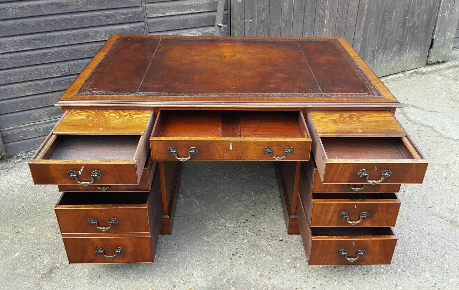 Antique Style Mahogany Partners Desk photo for sale