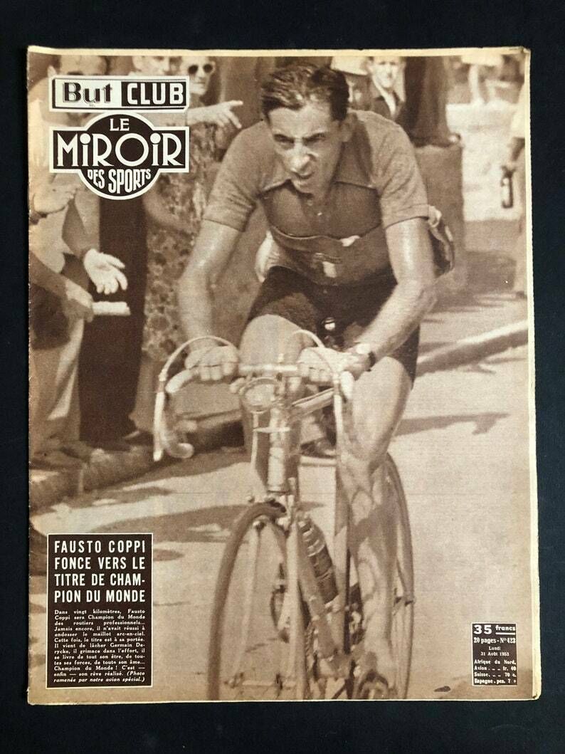 Fausto Coppi Original Vintage Cycling Print 1953 Tour De France