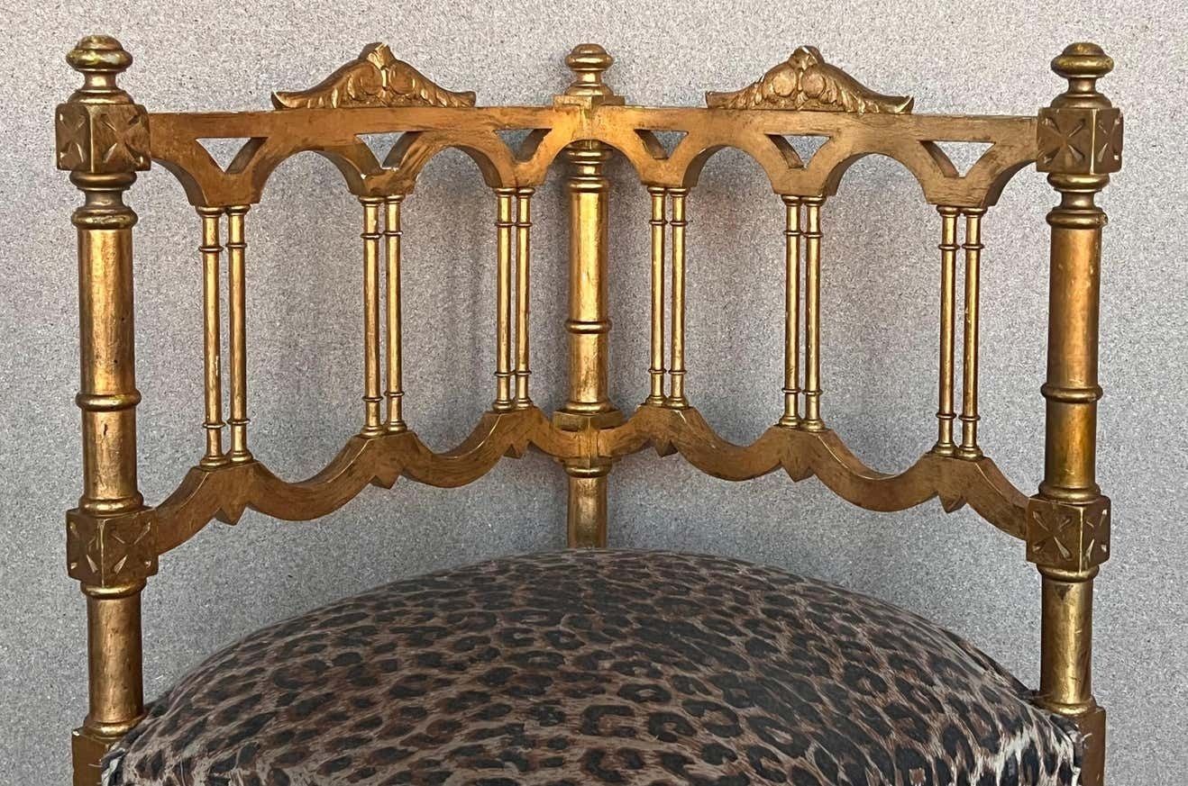 Pair Of French Provincial Gilded Wood Corner Chairs, Circa 1900 photo vintage