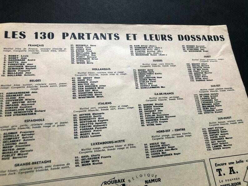 1955 Tour De France Map   Original Vintage Cycling Print photo furniture