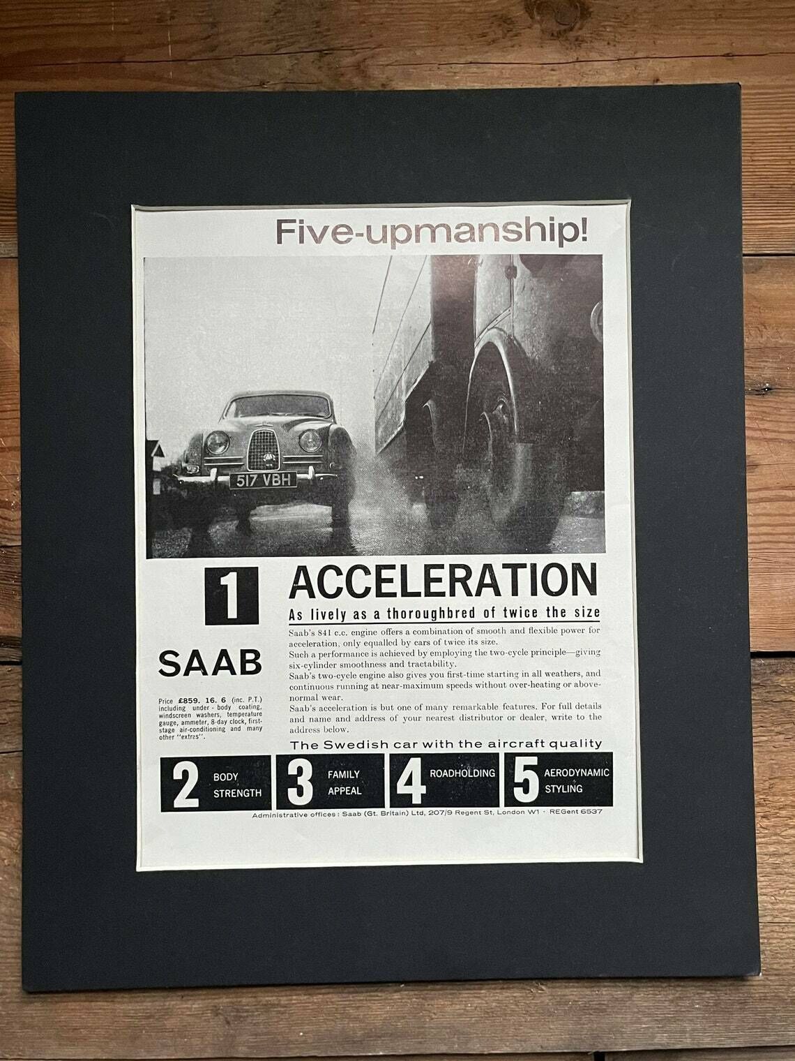 Vintage Saab 96 V4 Advertising Print 1961 photo vinterior