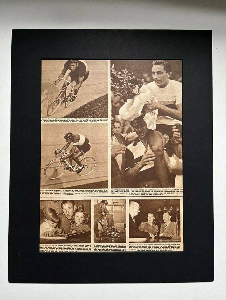 Fausto Coppi / Bianchi Original Vintage Cycling Print 1953
