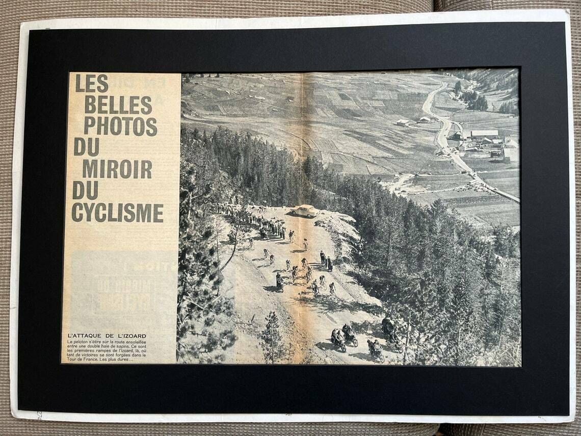 Original Vintage Cycling Print 1960s Tour De France Col D’izoard photo vintage