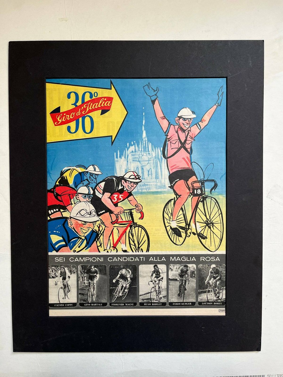 Fausto Coppi / Bianchi Original Vintage Cycling Print 1953 Giro D’italia photo Art