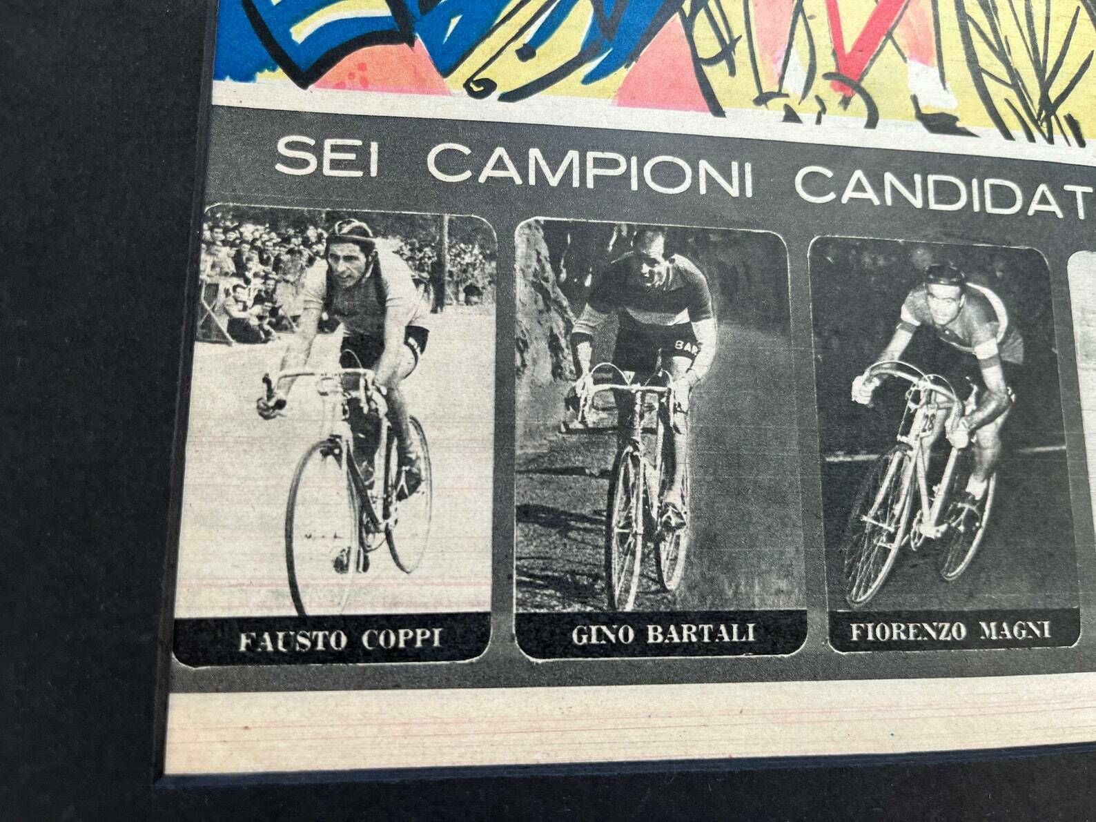 Fausto Coppi / Bianchi Original Vintage Cycling Print 1953 Giro D’italia photo vinterior