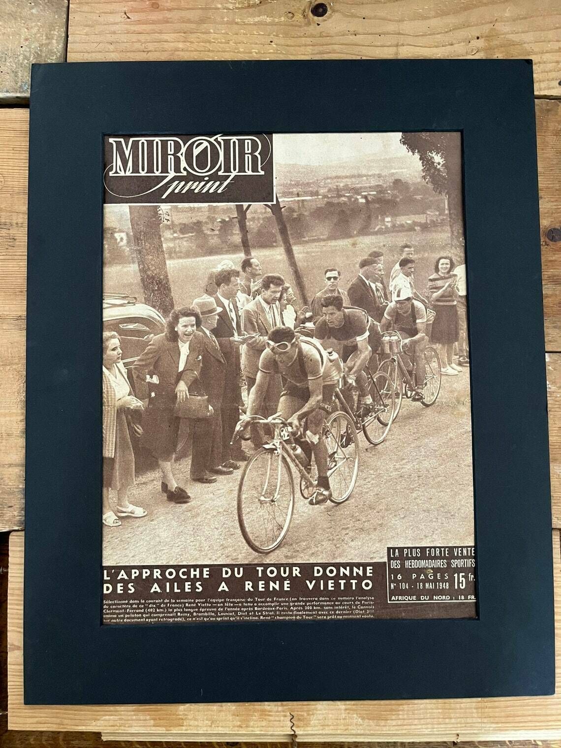 Original Vintage Tour De France 1948 French Cycling Print Rene Vietto photo furniture