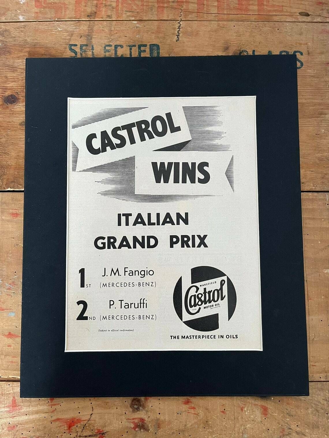Vintage Castrol Italian Grand Prix Print 1955